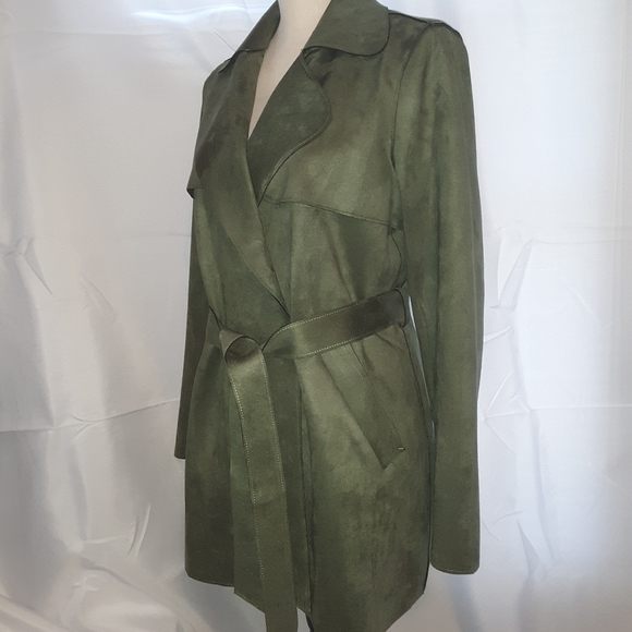 Ann Taylor Factory Jackets & Blazers - ATF Olive Green Faux Suede Trench Jacket. Size S.